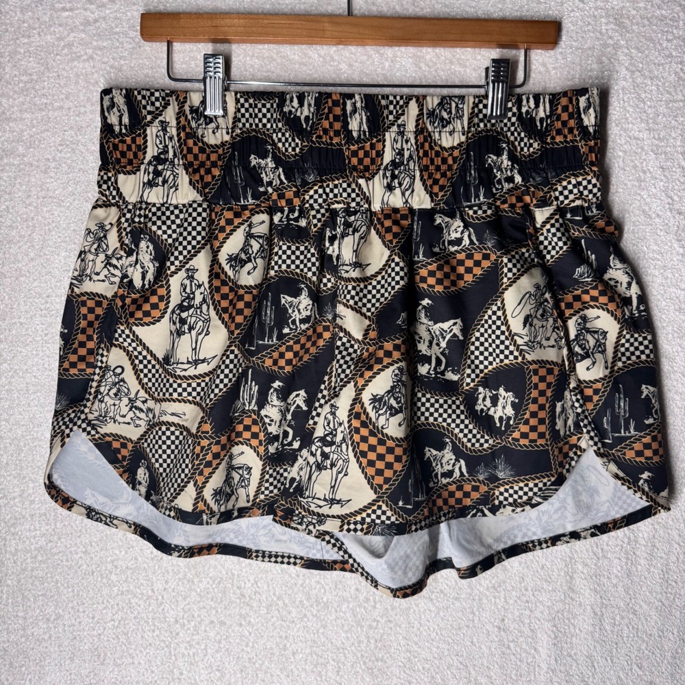2Fly Co. XL Western Cowboy Horse Print Shorts Rodeo Cowgirl